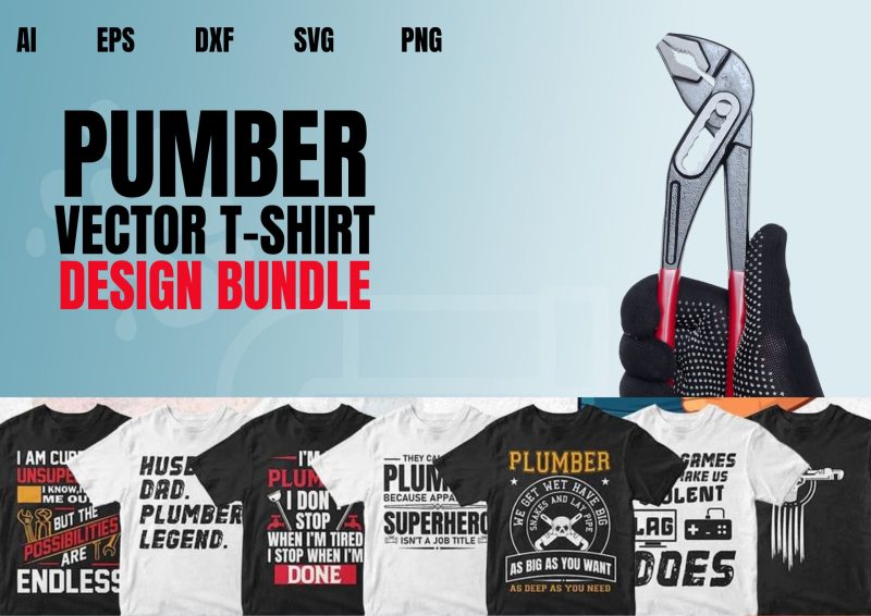 Plumbing Pride: 25 Plumber Vector T-shirt Designs Bundle