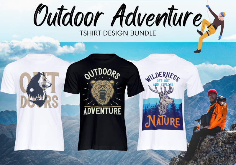 Adventure and Outdoor 4 T-shirt Designs Bundle: Explore, Discover, Repeat!