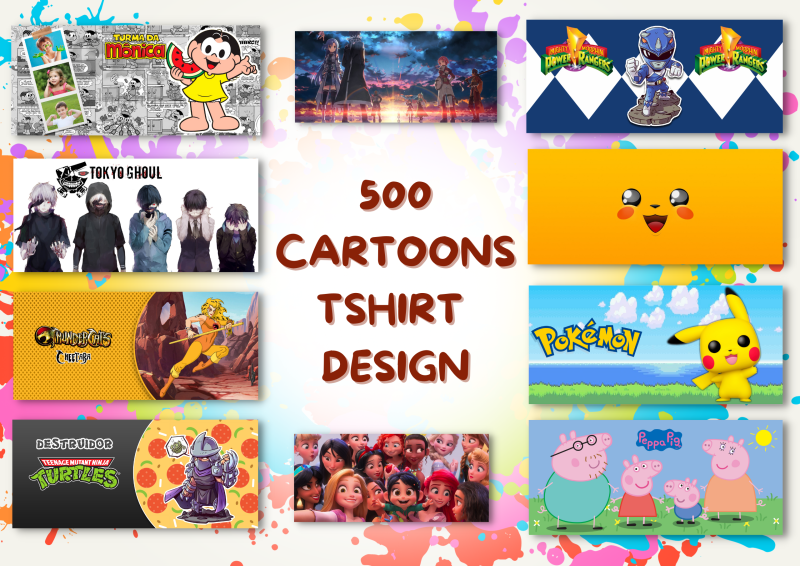 Cartoons 500 T-Shirt Design Bundle: A World of Whimsy and Imagination!
