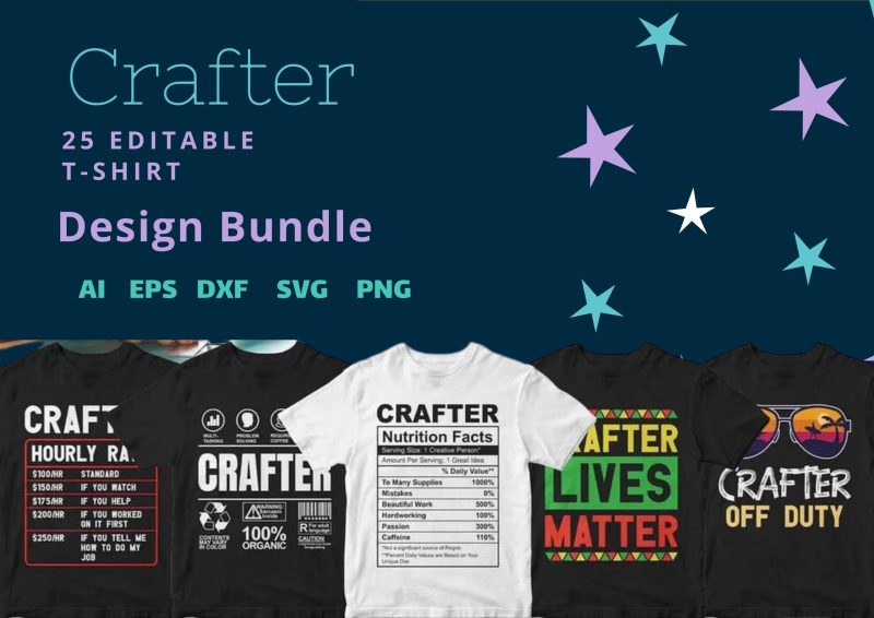 Craft in Style with the Crafter 25 Editable T-shirt Designs Bundle