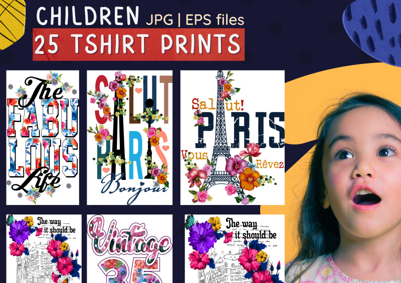 Cute Children 25 T-Shirt Design Prints: Elevate Kids' Wardrobe with Adorable Style
