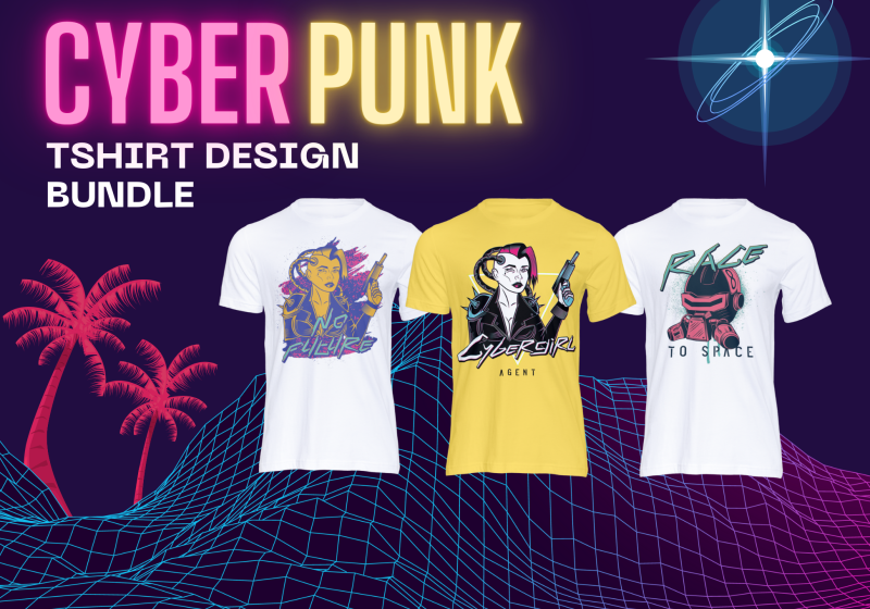 CyberPunk 10 T-shirt Designs Bundle: Embrace the Digital Edge!