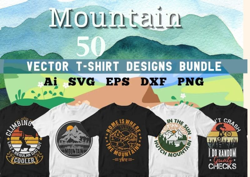 Embark on a Visual Journey with the Mountain 50 T-shirt Designs Bundle – Part 1