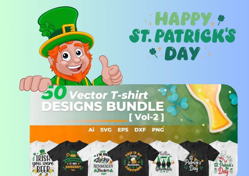 Embrace the Green: St. Patrick's Day 50 T-shirt Designs Bundle Part 2