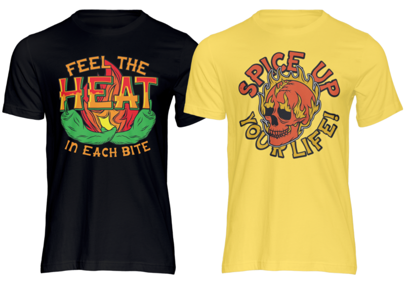 Fire Sauce 4 T-shirt Designs Bundle: Spice Up Your Style!