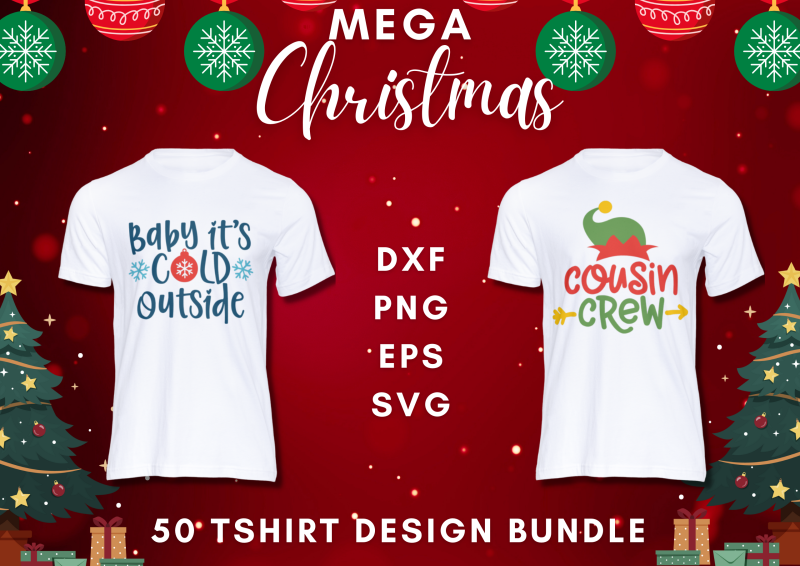 Mega Christmas 50 T-Shirt Design Bundle: Unwrap the Festive Fun