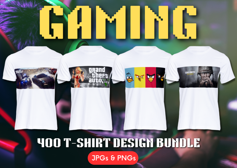 Gaming 400 T-Shirt Design Bundle: Level Up Your Style!