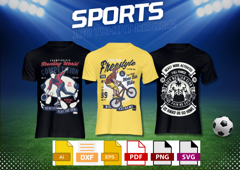 160+ Sports T-Shirt Designs Bundle: Elevate Your Athletic Style