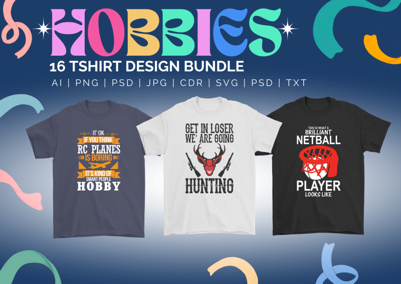 16 Hobbies T-Shirt Design Bundle: Wear Your Passion with Style