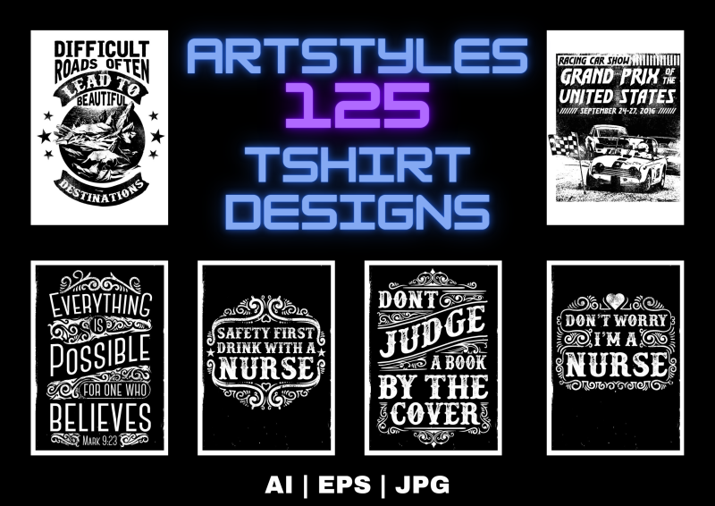 125 Specific Art Styles T-Shirt Design Bundle: Express Your Unique Style