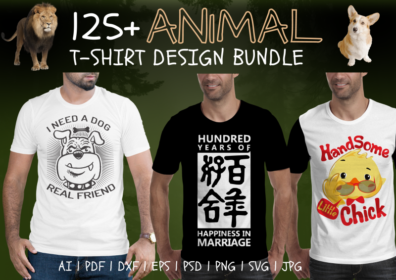 Unleash Your Wild Side: Explore the 125 Animals T-Shirt Design Bundle