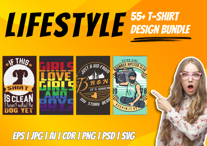 Elevate Your Lifestyle with the 55+ Lifestyle T-Shirt Design Bundle