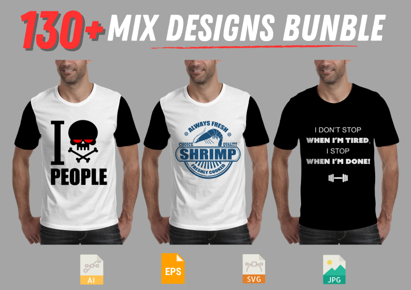 130+ Mix T-Shirt Design Bundle: Celebrate Your Unique Style